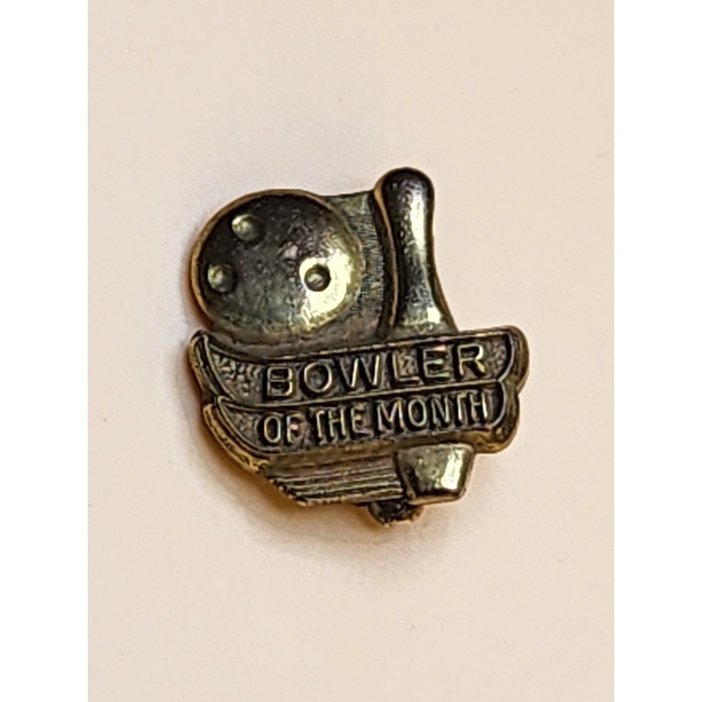 Antique BOWLER OF THE MONTH Lapel Pin Hat Pin Tie Tack Bowling Collectible